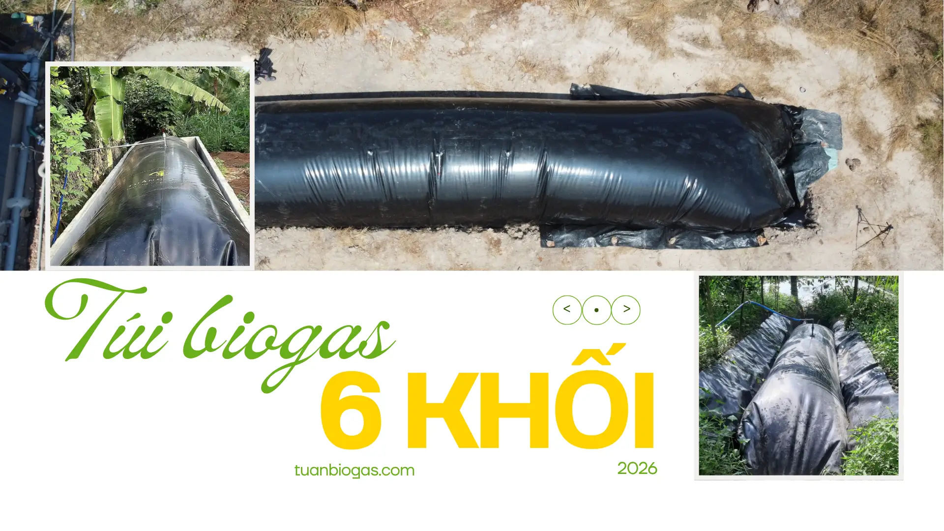 Túi Bioga 6 Khối Xử Lý Chất Thải Chăn Nuôi Hộ Gia Đình | Kích Thước 2mx6m.